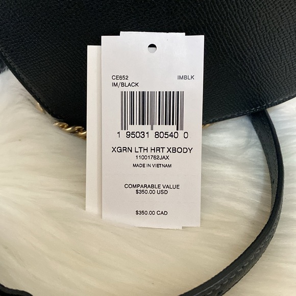 NWT Coach Heart Crossbody Faux Leather Bag in Black Adjustable Strap - Picture 10 of 13